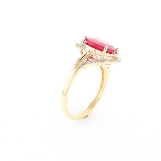 Ruby Bypass Ring with Diamond Accents