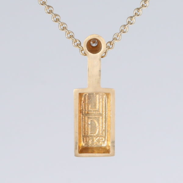 Opal Pendant Rectangle Inlaid Design with .04ctw Round Diamond