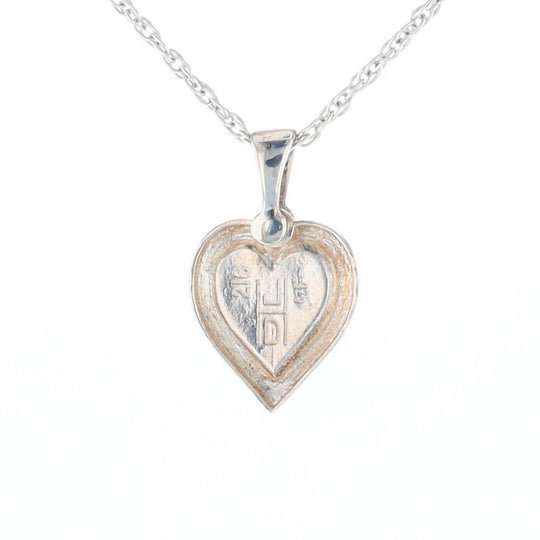 Sterling Silver Gold Quartz Inlaid Heart Pendant - G3