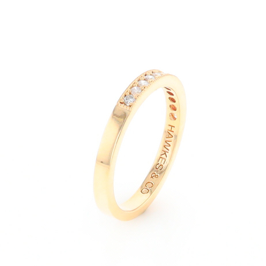 Yellow Gold Milgrain Diamond Wedding Band