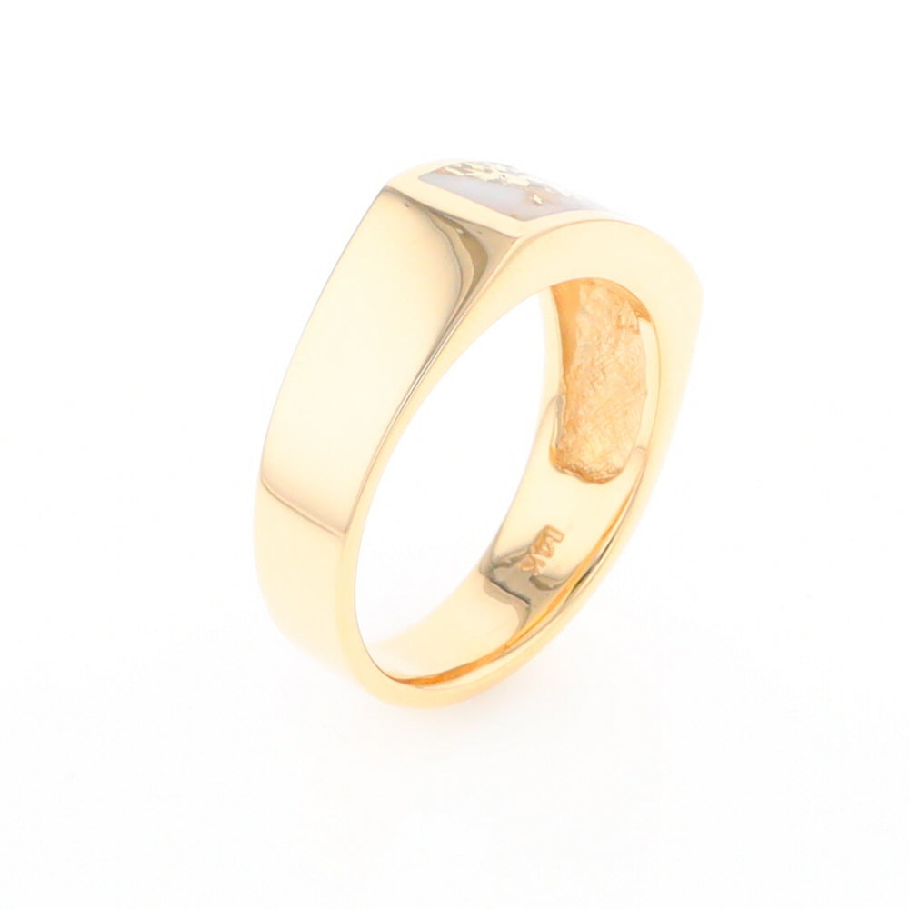 Gold Quartz Ring Rectangle Inlaid Design