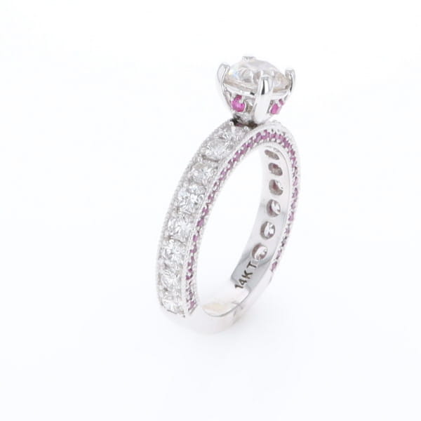 Diamond and Pink Sapphire Engagement Ring