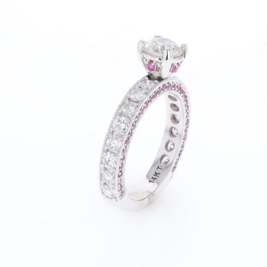 Diamond and Pink Sapphire Engagement Ring