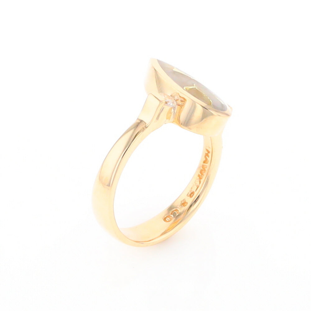 Gold Quartz Ring Pear Shape Inlaid with .18ctw Round Diamonds