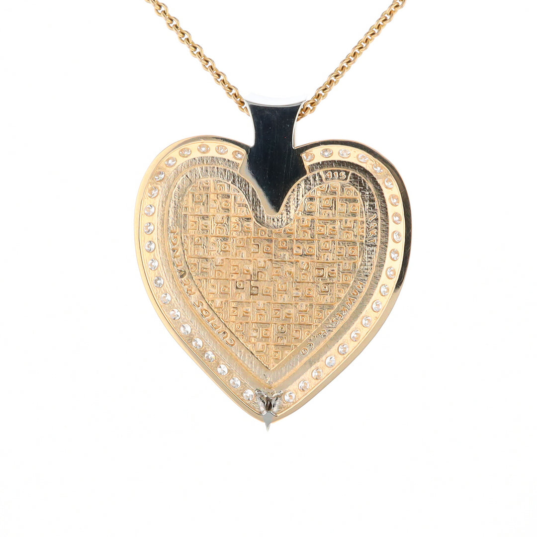 Gold Quartz Necklace Cupid's Revenge 2.24ctw Diamonds Heart Pendant