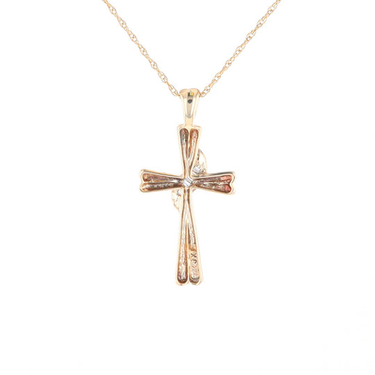 Diamond Crossover Ribbon Cross Pendant