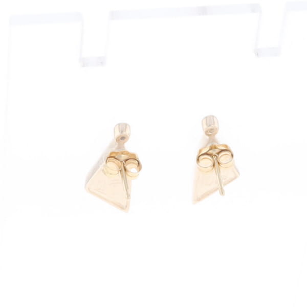 Gold Quartz Earrings Triangle Shape Inlaid with .04ct Round Diamonds - G2