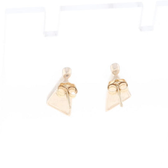 Gold Quartz Earrings Triangle Shape Inlaid with .04ct Round Diamonds - G2