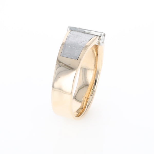 Meteorite Ring Double Sided Inlaid with .19ctw Round Diamonds