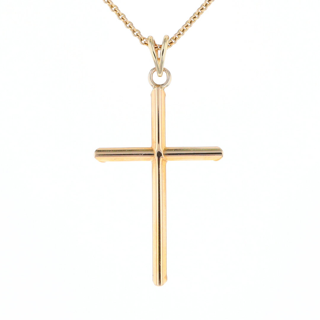 Beveled Edge Tube Cross Pendant