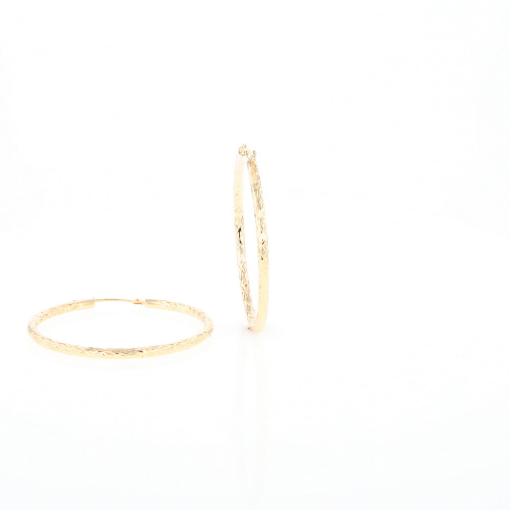 Textured Hollow Diamond Cut Hoop Earrings