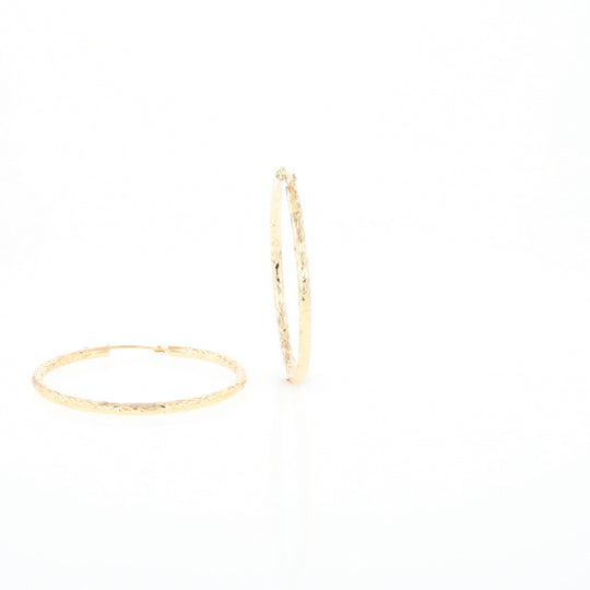 Textured Hollow Diamond Cut Hoop Earrings