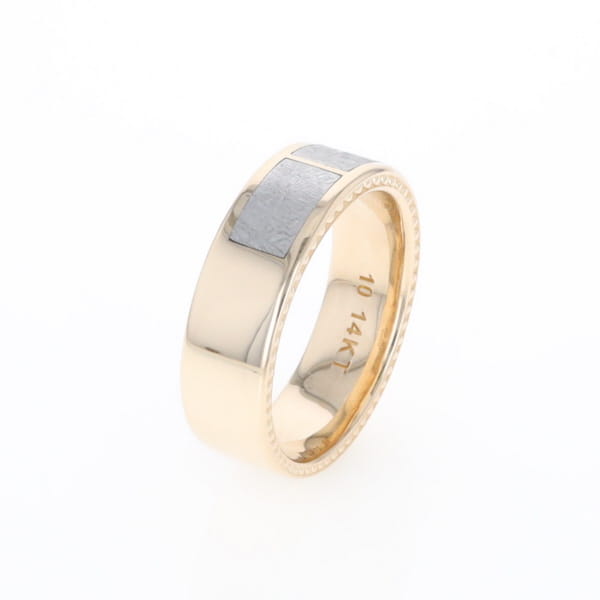 3 Section Men's Meteorite  Milgrain Topped Ring