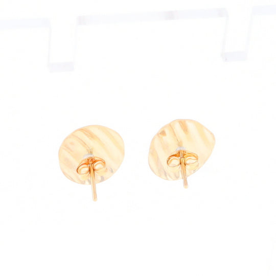 Gold Scorred Disc Stud Earrings