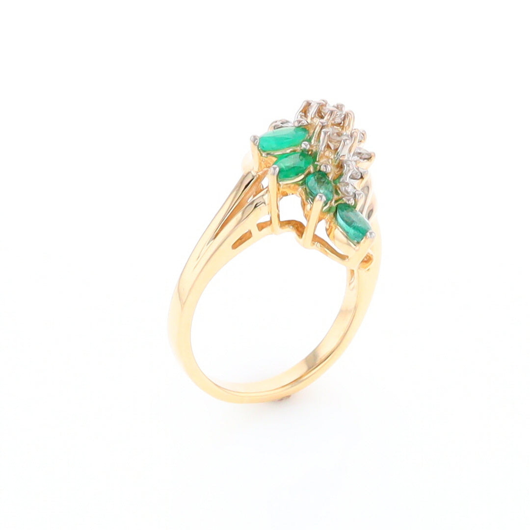 Emerald and Diamond Cluster Ring