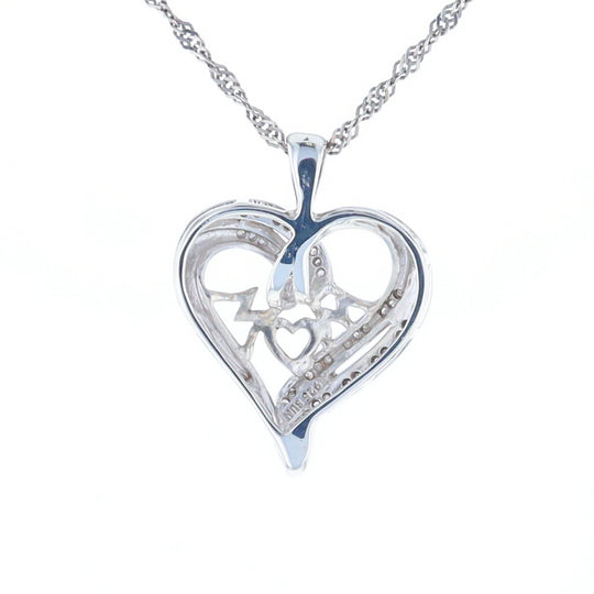 "MOM" Diamond Heart Pendant