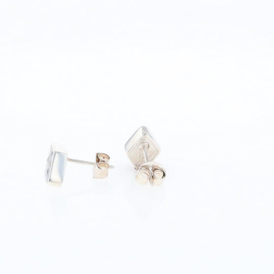 Sterling Silver Gold Quartz Inlaid Diamond Stud Earrings - G3