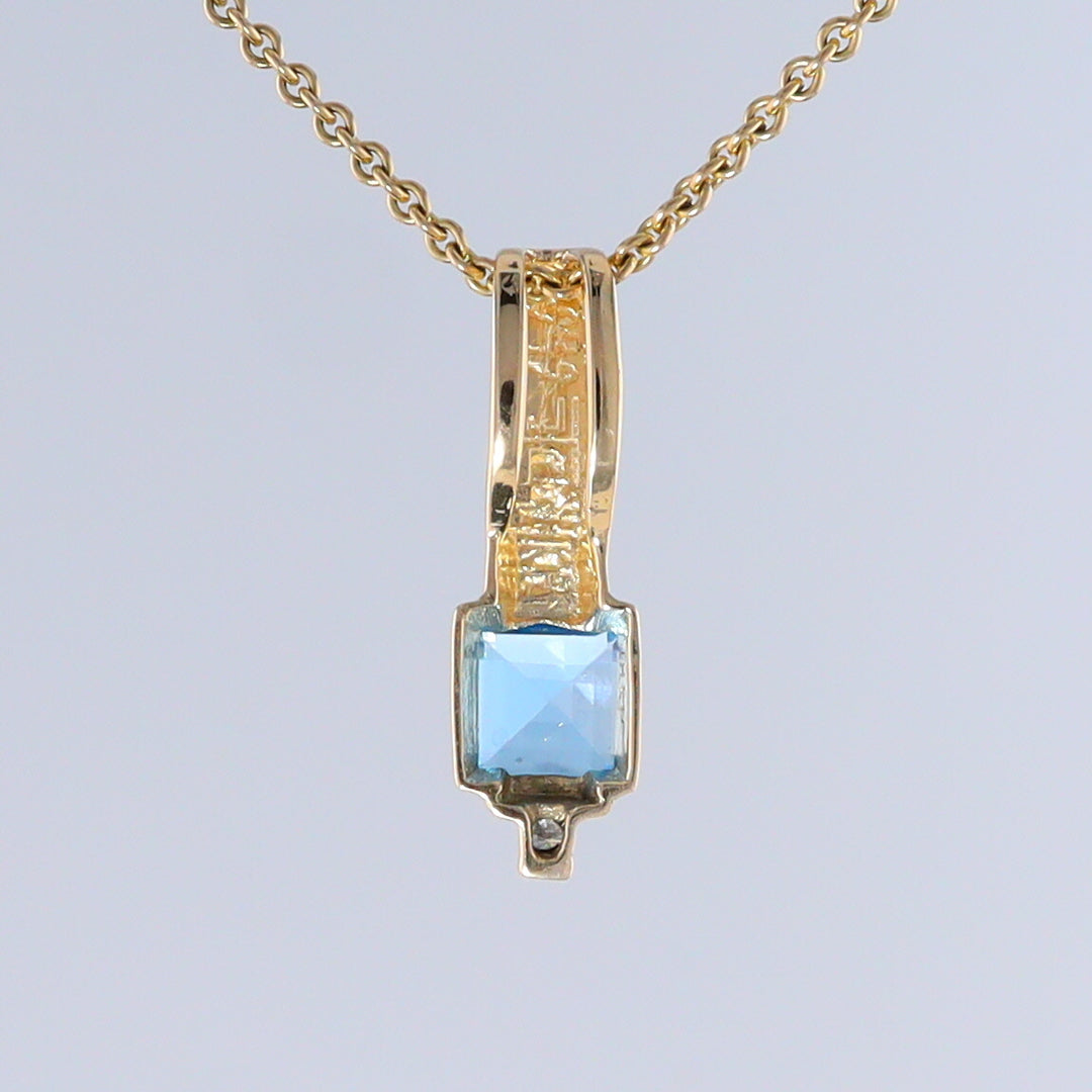 Opal Pendant Rectangle Inlaid with Peridot and 0.03ctw Round Diamond