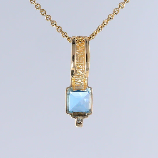 Opal Pendant Rectangle Inlaid with Peridot and 0.03ctw Round Diamond