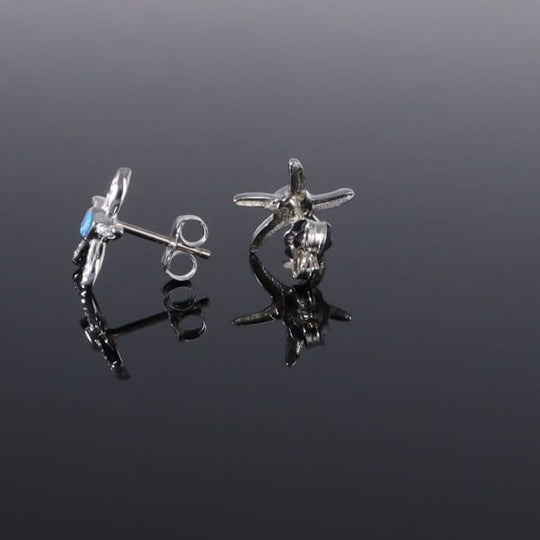 Opal Earrings Inlaid Realistic Star Fish Design