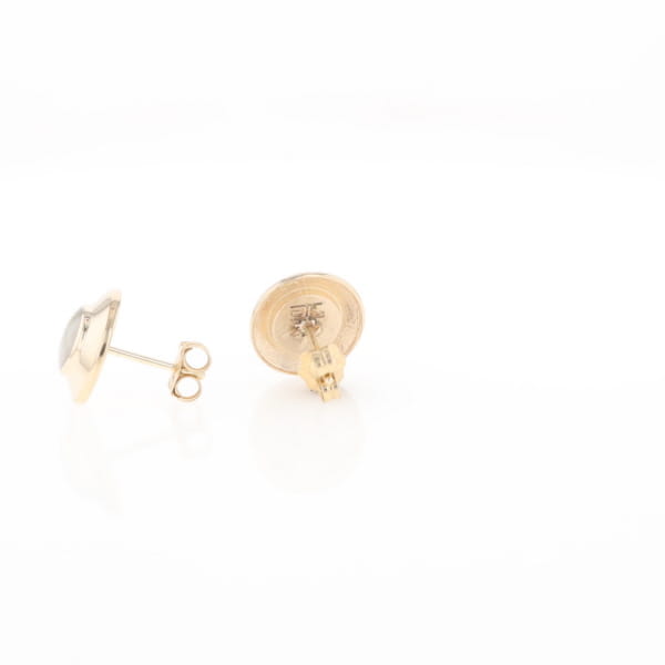 Gold Quartz Earrings Round Inlaid Design