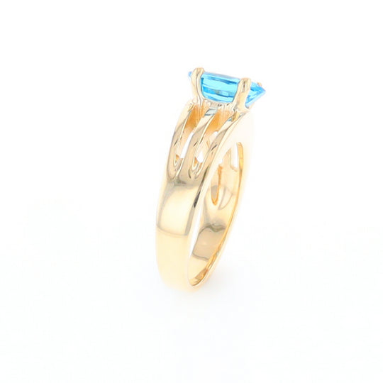 Split Shank Oval Blue Topaz Ring