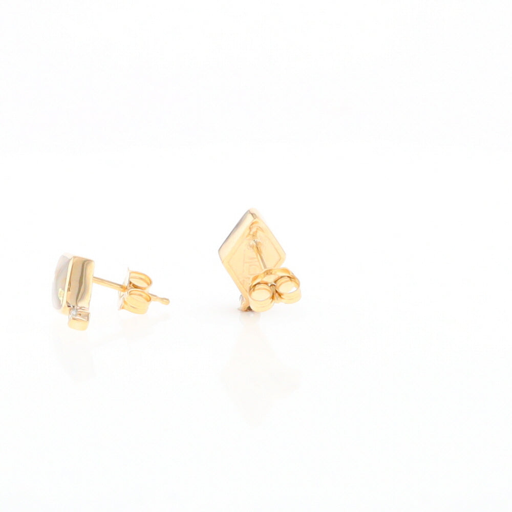 Diamond-Shaped Gold Quartz Inlaid Earrings - G2