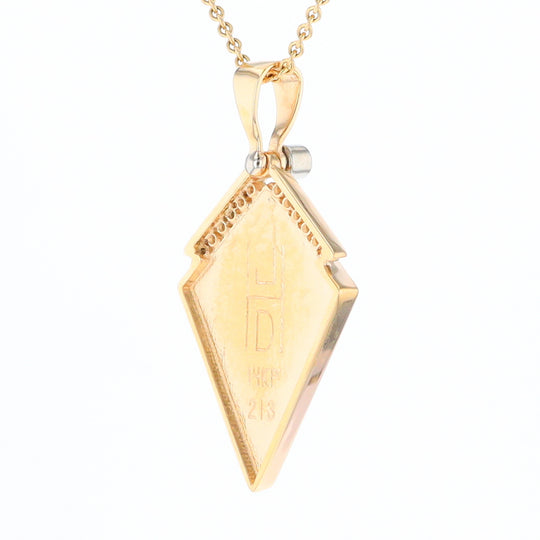 Gold Quartz Kite Shape Inlaid Pendant with .27ctw Diamonds