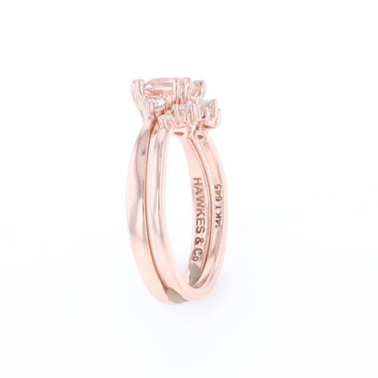 Two Ring Morganite Wedding Set