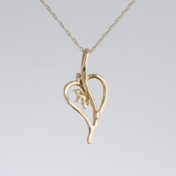 Round Opal & Diamond Heart Necklace