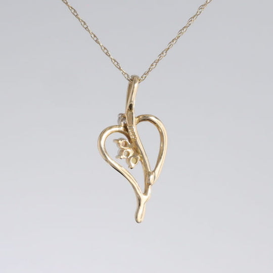 Round Opal & Diamond Heart Necklace