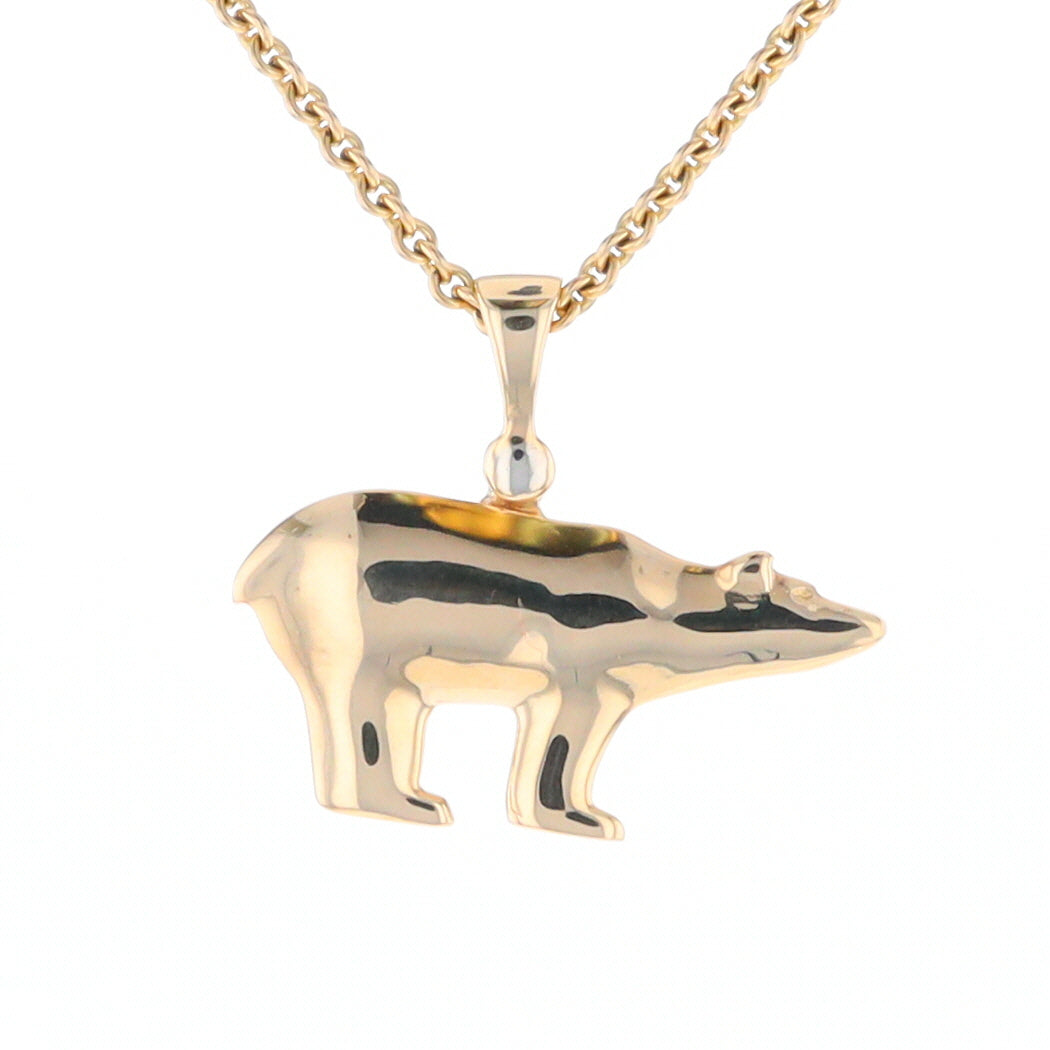 Gold Quartz Inlaid Polar Bear Pendant