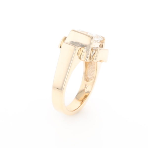 Princess Cut Diamond Gold Quartz 2-Square Inlaid Ring