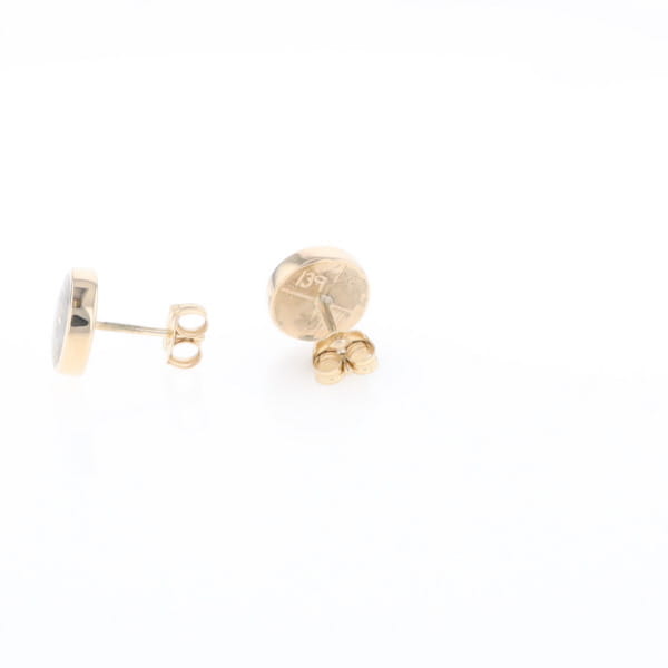 Gold Quartz Earrings 9mm Round Inlaid Studs - G2