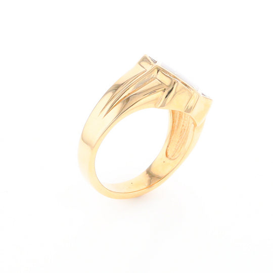 Gold Quartz Mens Ring with Diamond Accents