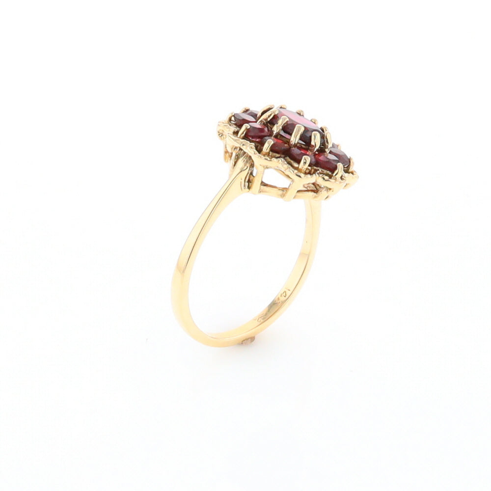 Floral Cluster Garnet Ring