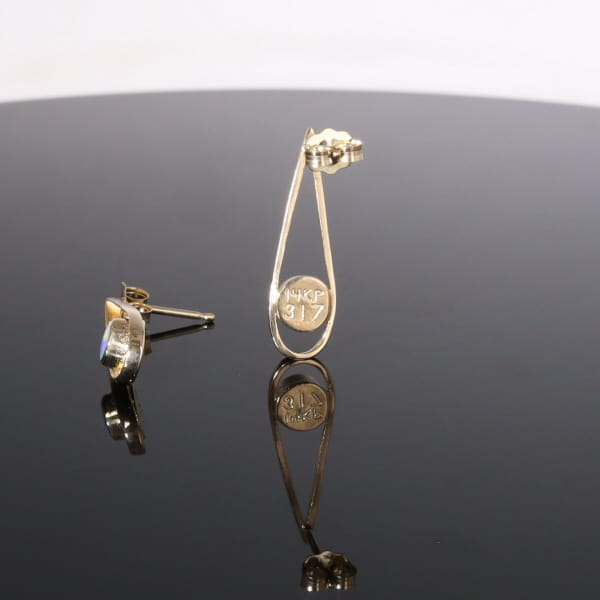 Opal Earrings Round Inlaid Open Tear Drop Design Studs