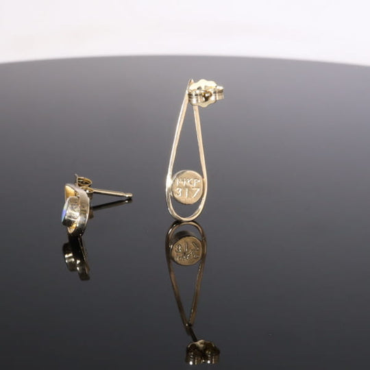 Opal Earrings Round Inlaid Open Tear Drop Design Studs