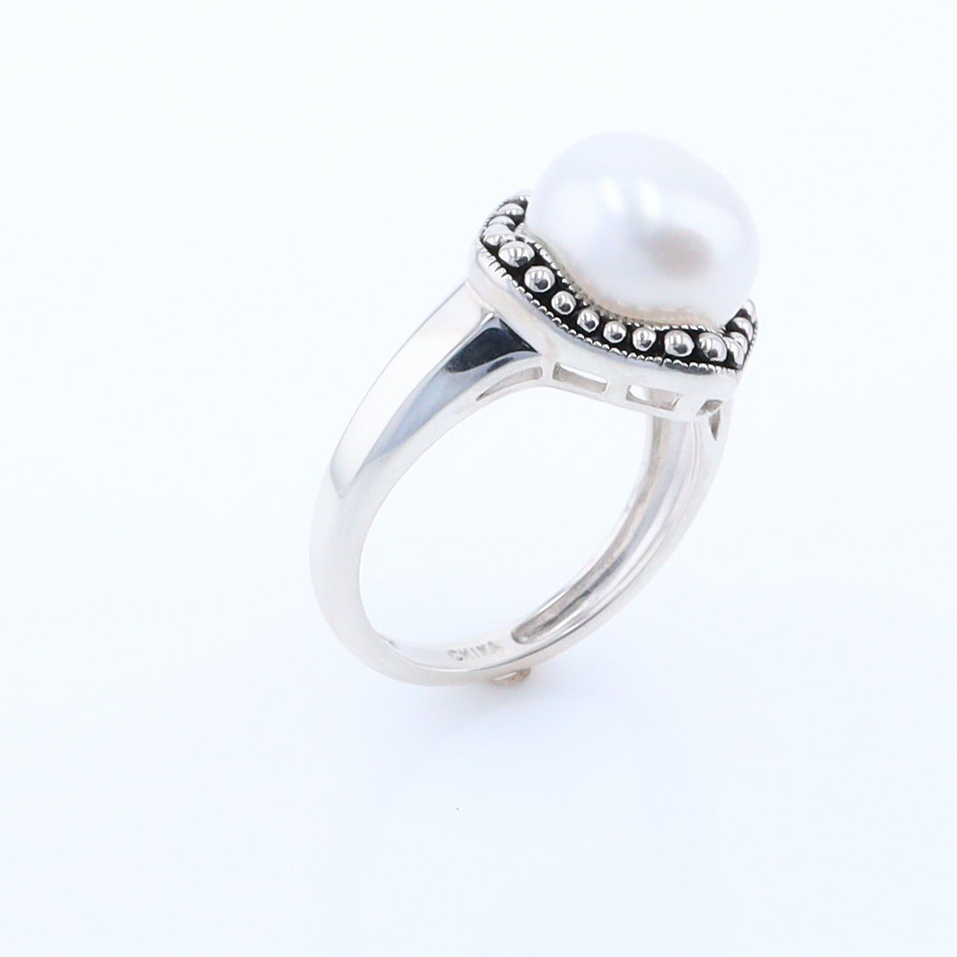 Pearl with Milgrain Halo Ring