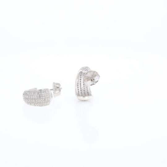 Diamond Half Hoop Stud Earrings