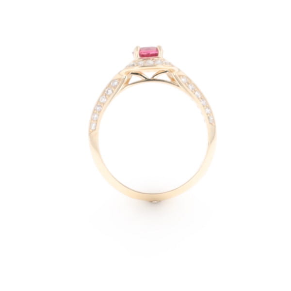 Peaked Halo Pink Tourmaline & Diamond Engagement Ring