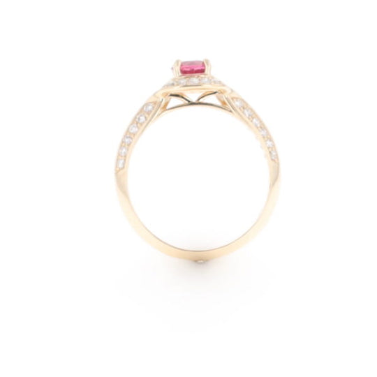 Peaked Halo Pink Tourmaline & Diamond Engagement Ring