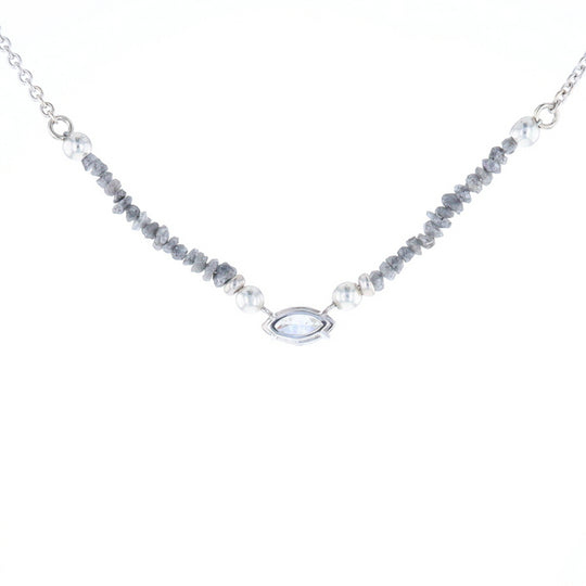 Marquise Diamond Necklace with Rough Diamond Beads