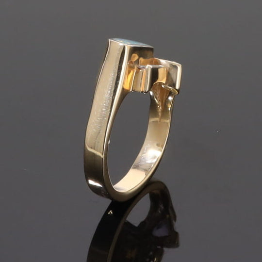 Opal Rings Geometric Inlaid with Tanzanite and .08ctw Round Diamonds