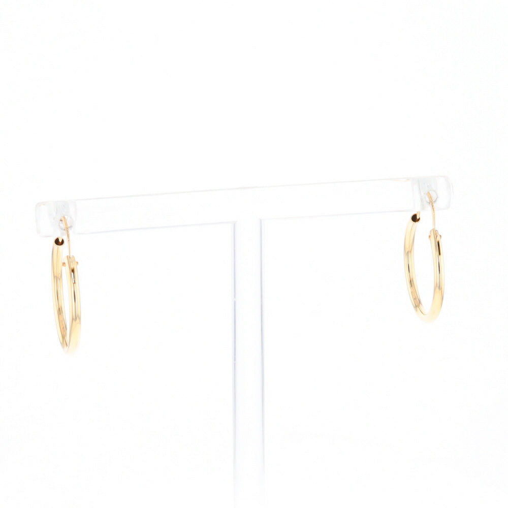 Gold Hollow Tube Hoop Earrings