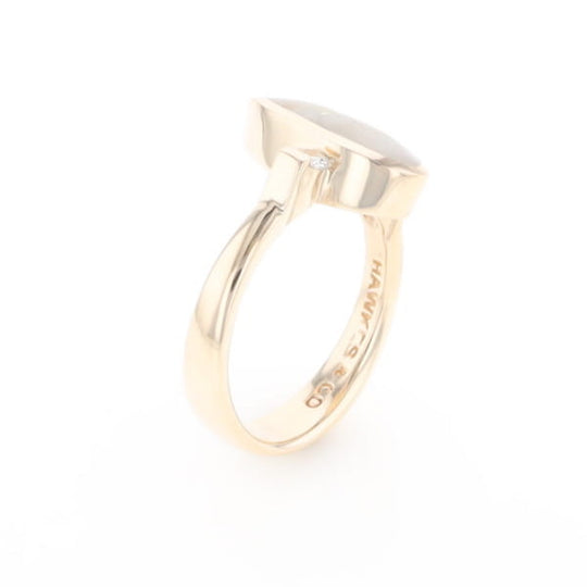 Gold Quartz Ring Pear Shape Inlaid with .18ctw Round Diamonds