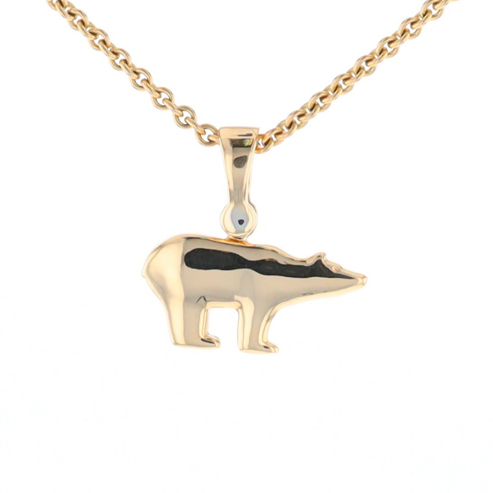 Gold Quartz Inlaid Polar Bear Pendant