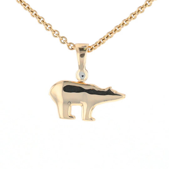 Gold Quartz Inlaid Polar Bear Pendant