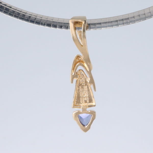 Opal Pendant Triangle Inlaid Design with Trillion Cut Tanzanite