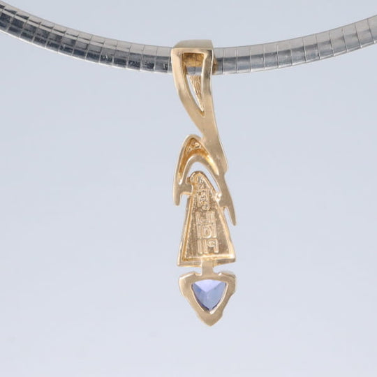 Opal Pendant Triangle Inlaid Design with Trillion Cut Tanzanite